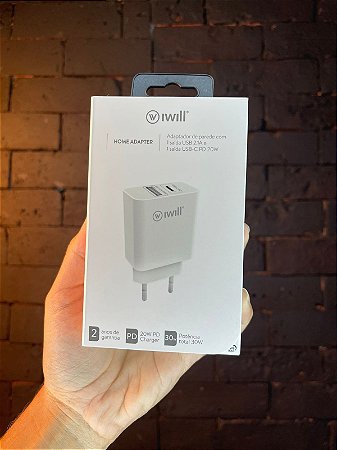 Carregador original IWill USB e USB-C