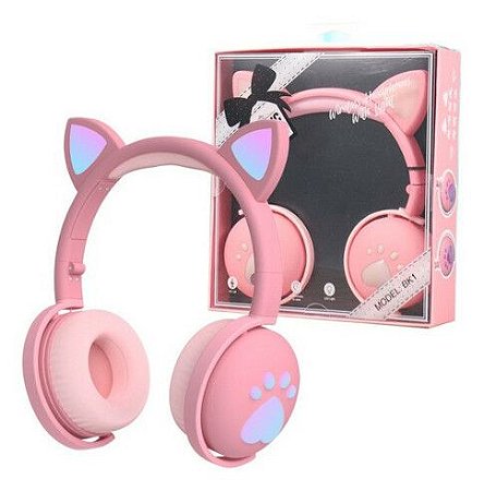 Headset Orelha De Gatinho Fone De Ouvido (Rosa)