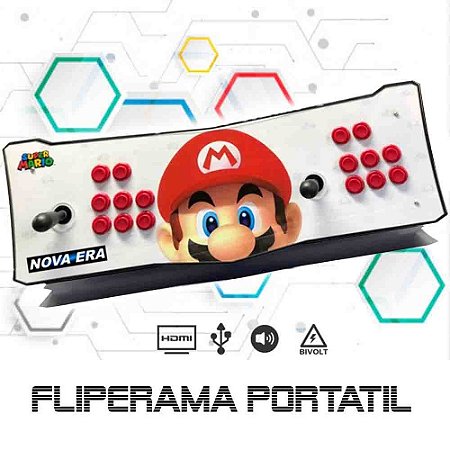 Fliperama Portátil, 30 mil Jogos, Estampa Mario 13, Controle Arcade 2 Players