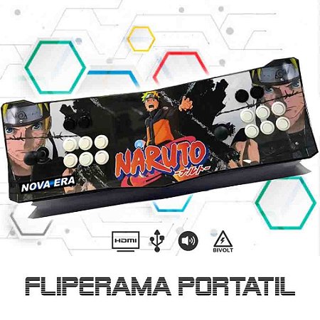 Fliperama Portátil, 26 mil Jogos, Estampa Naruto, Controle Arcade 2 Players