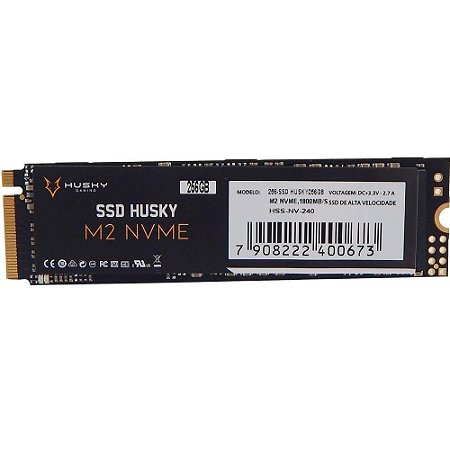 SSD 256 GB Husky Gaming, M.2 NVMe, Leitura: 1800MB/s e Gravação: 1300MB/s - HGML003