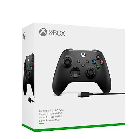 Controle Xbox-Series S/X - Xbox-One S/X - Preto com cabo, Original Microsoft