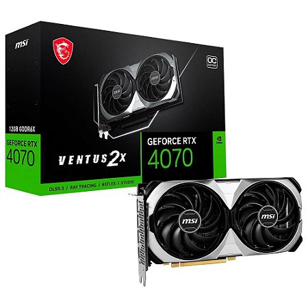 Placa de Vídeo GeForce RTX 4070, 12GB GDDR6X, 192-BITS, VENTUS 2X MSI, NVIDIA