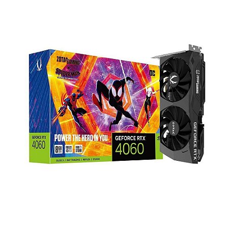 Placa de vídeo GeForce RTX 4060, 8GB, Zotac, Spider-Man, NVIDIA