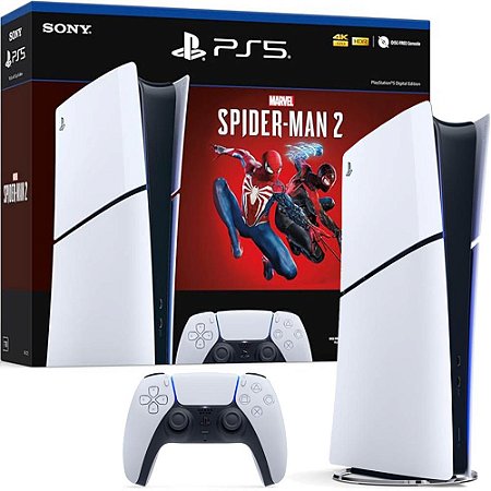 Playstation 5 SLIM, Digital Edition, Spider-Man 2 Bundle, 1TB SSD, Modelo CFI-2015, Novo Modelo