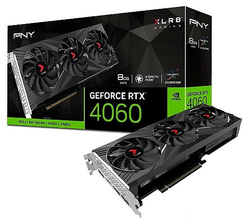 Placa de vídeo GeForce RTX 4060, 8GB, PNY, Studio, NVIDIA, XLR8 Gaming