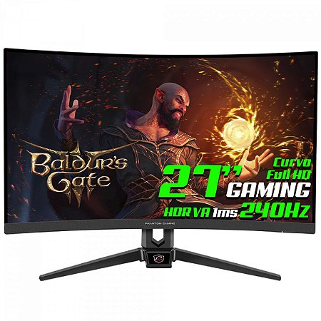 Monitor Gamer 27 Pol, Curvo, 240Hz, ASRock Phantom Gaming, VA, FHD, 1ms, 113% sRGB, HDR, HDMI/DP, PG27F15RS1A