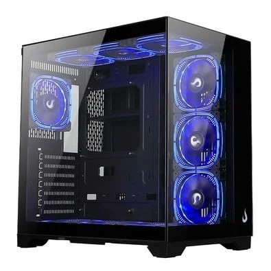 Gabinete Gamer Rise Mode Galaxy Glass Standard V2, Mid Tower, Lateral e Frontal em Vidro Temperado, Sem Fans, Preto