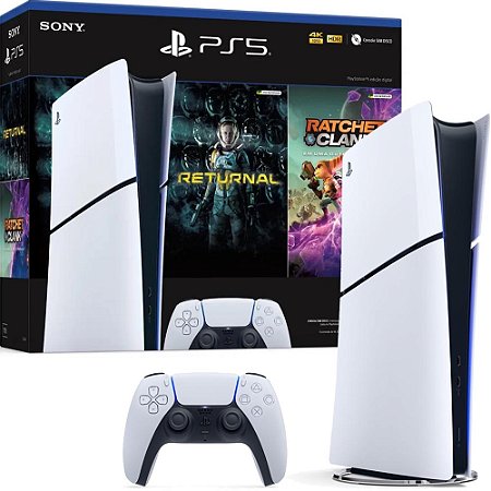 Playstation 5 SLIM, Digital Edition, Returnal + Ratchet Bundle, 1TB SSD, Modelo CFI-2014, Nacional, SEMINOVO
