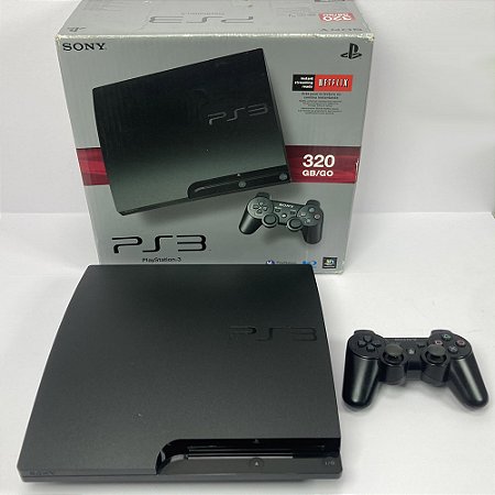 PlayStation 3 Slim 320GB, 1 Controle, Com Caixa Original, PS3, (Usado)