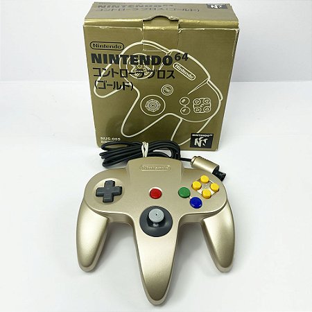 Controle Nintendo 64 Gold, Dourado, Na Caixa, Original Nintendo (Usado)