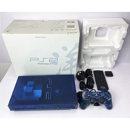 PlayStation 2, Ocean Blue, Na Caixa Seriado, Modelo SCPH 37000, PS2, (Usado)