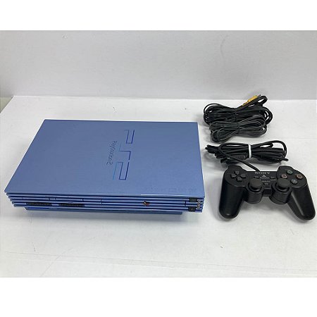 PlayStation 2, Aqua Blue, 1 Controle Preto, Modelo SCPH 39000, PS2, (Usado)