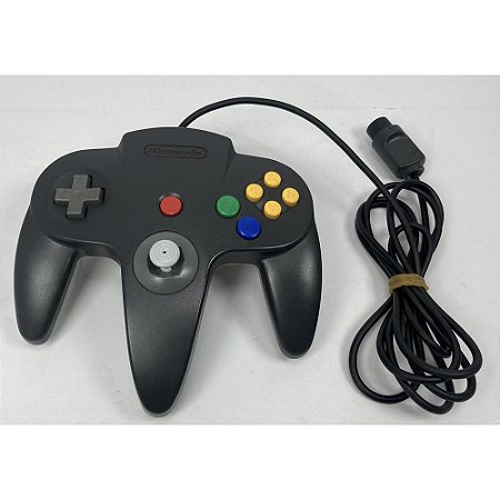 Controle Nintendo 64 Preto e Branco, Analógico 100%, Original Nintendo (Usado)