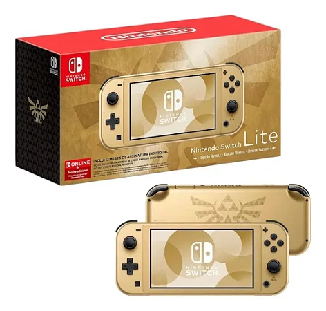Nintendo Switch Lite Dourado, Edição Especial Zelda Hyrule (Seminovo)
