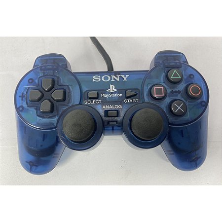 Controle Playstation 2, Ocean Blue,  Azul Transparente, PS2, Original Sony (Usado)