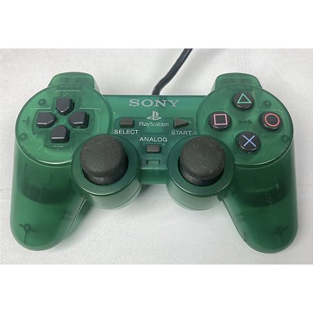 Controle Playstation 2, Verde Transparente, PS2, Original Sony (Usado)