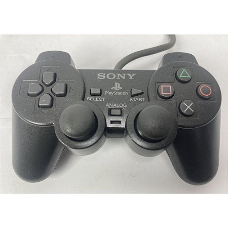 Controle Playstation Dualshock 1, Preto, Para PS1 e PS2, Original Sony (Usado)