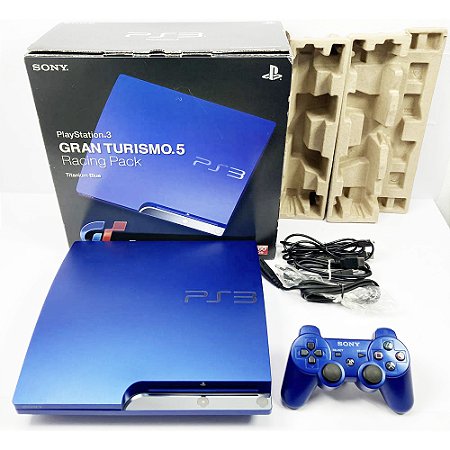 PlayStation 3 Slim, Azul, Edição Gran Turismo, Na Caixa Seriado, PS3, (Usado)