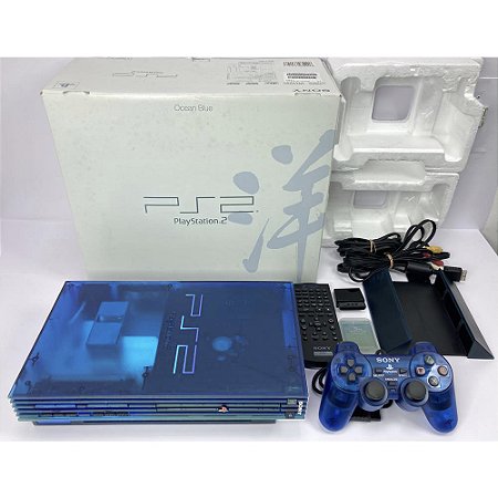 PlayStation 2, Ocean Blue, Na Caixa Seriado, Modelo SCPH 37000, PS2, (Usado)
