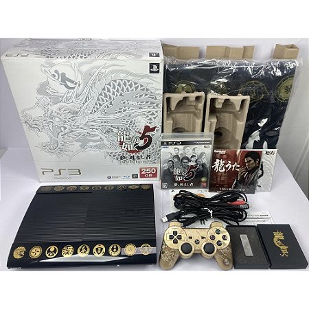 PlayStation 3 Slim, Yakuza 5 Emblem Edition, Completo Na Caixa Seriado, 250GB, PS3 (Usado)