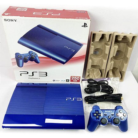 PlayStation 3 Super Slim, Azul, Na Caixa Seriado, 250GB, Console PS3, (Usado)