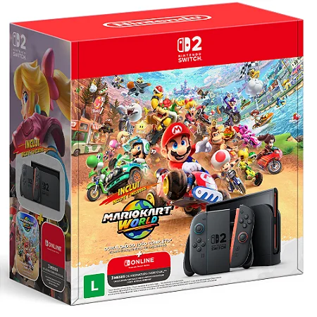 Nintendo Switch 2, Com Mario Kart World, Modelo Nacional (Novo, Lacrado)