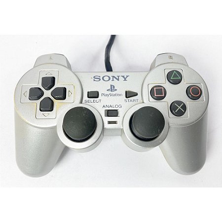 Controle Playstation 2, Prata, PS2, Original Sony (Usado)