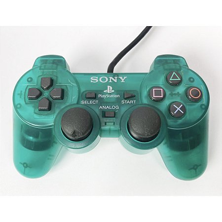 Controle Playstation 2, Verde Transparente, PS2, Original Sony (Usado)