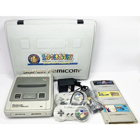 Super Famicom, Com Maleta Original, 2 Controles Originais, 3 Cartuchos Originais, Nintendo (Usado)
