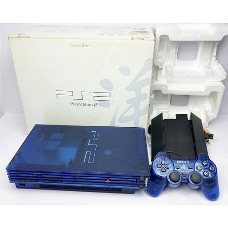 PlayStation 2, Ocean Blue, Na Caixa Seriado, Modelo SCPH 37000, PS2, (Usado)