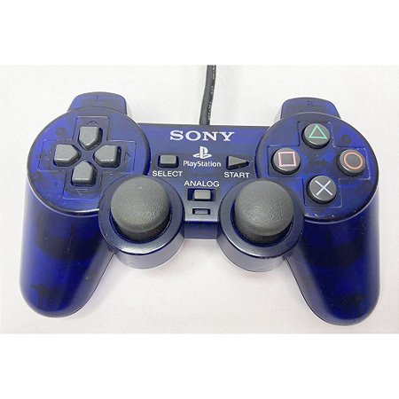 Controle Playstation 2, Midnight Blue,  Azul Transparente, PS2, Original Sony (Usado)