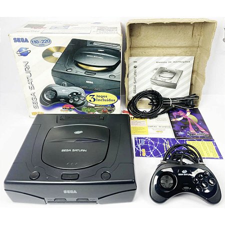 Sega Saturno, Preto, Na Caixa Seriado, Tec Toy, 1 Controle Original, Saturn  (Usado)