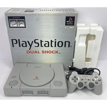 PlayStation 1, DualShock, Na Caixa Seriado, 1 Controle, Modelo SCPH-7500, PS1, (Usado)