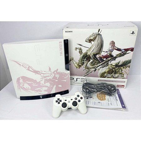 PlayStation 3 Slim, Ed. Final Fantasy XIII, Com Base, Na Caixa Seriado, PS3, (Usado)