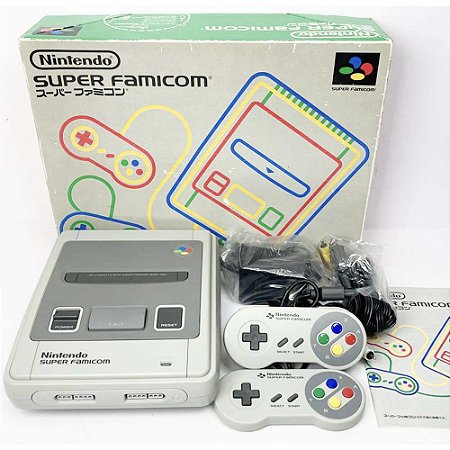 Super Famicom, Na Caixa Original, Manual Serial Batendo, 2 Controles Originais, Nintendo (Usado)