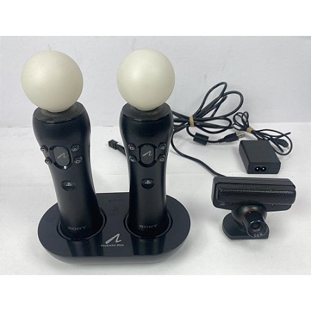 Kit Move Ps3 Playstation 3 Ps Move, Câmera Base Bastões Motion, PS3, (Usado)