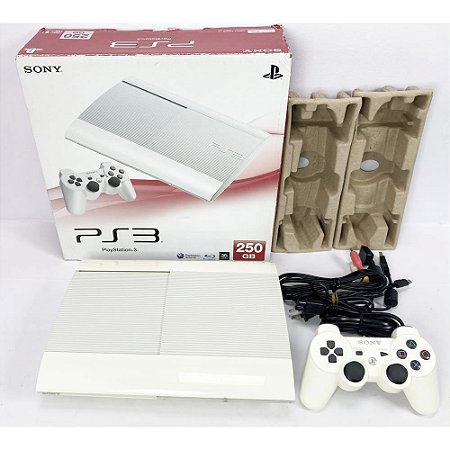 PlayStation 3 Super Slim, Branco, Na Caixa Seriado, 250GB, Console PS3, (Usado)