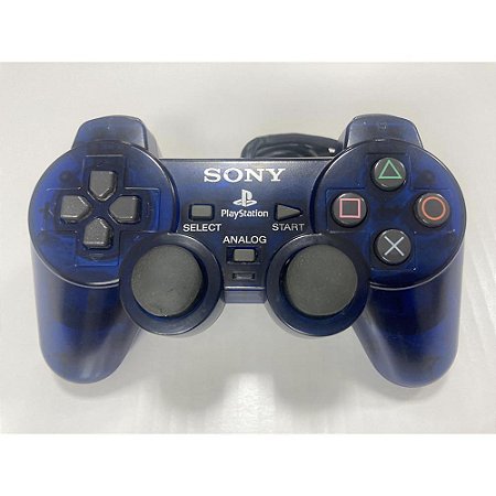 Controle Playstation 2, Midnight Blue,  Azul Transparente, PS2, Original Sony (Usado)