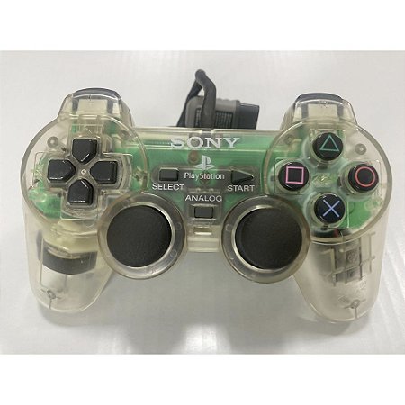 Controle Playstation Dualshock 1, Transparente, Para PS1 e PS2, Original Sony (Usado)