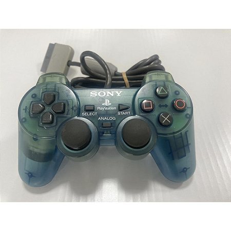 Controle Playstation Dualshock 1, Azul Transparente, Para PS1 e PS2, Original Sony (Usado)