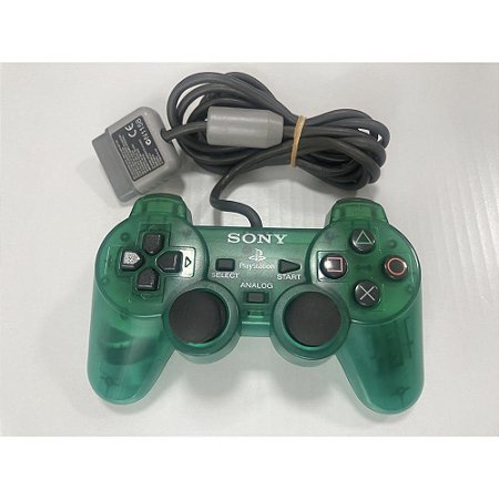 Controle Playstation Dualshock 1, Verde Transparente, Para PS1 e PS2, Original Sony (Usado)