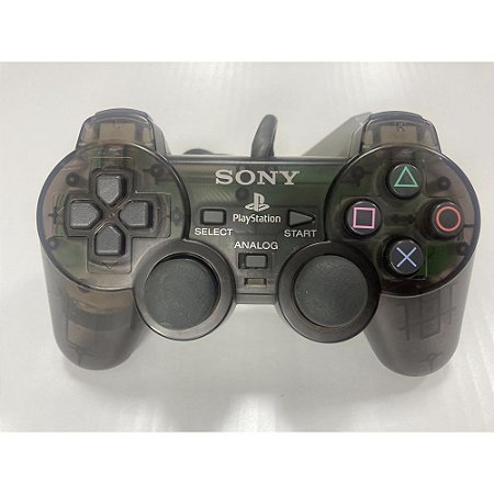 Controle Playstation Dualshock 1, Preto Transparente, Para PS1 e PS2, Original Sony (Usado)