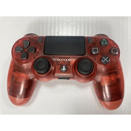 Controle Playstation 4, Vermelho Transparente, DualShock 4, Original Sony (Usado)