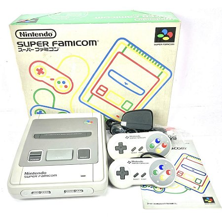 Super Famicom, Com Caixa Original, Manual Seriado, 2 Controles Originais, Nintendo (Usado)