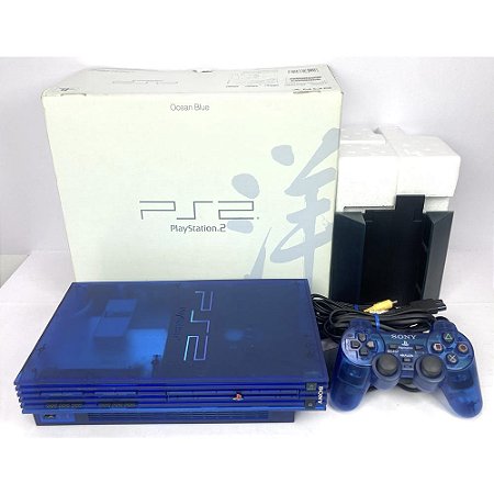 PlayStation 2, Ocean Blue, Na Caixa Seriado, Modelo SCPH 37000, PS2, (Usado)