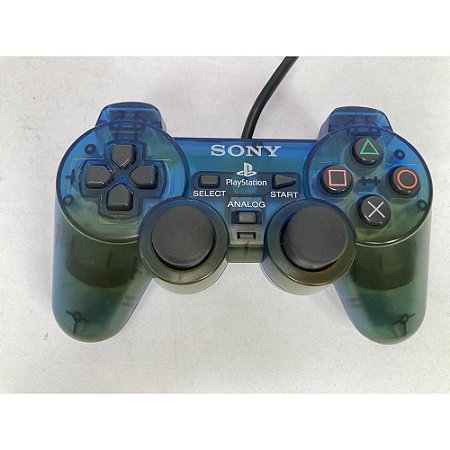 Controle Playstation 2, Ocean Blue, Azul Transparente, PS2, Original Sony (Usado)