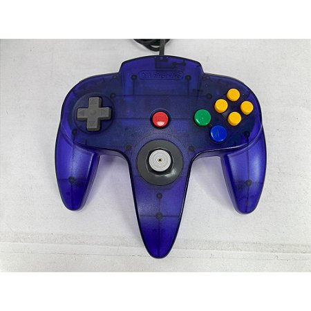 Controle Nintendo 64, Azul Transparente, Analógico 100%, Original Nintendo (Usado)