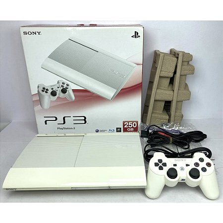 PlayStation 3 Super Slim, Branco, Na Caixa Seriado, 250GB, Console PS3, (Usado)