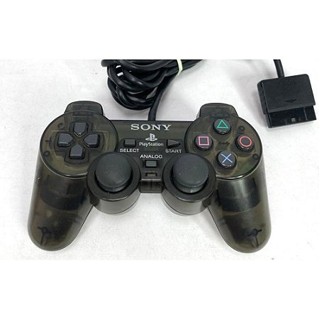 Controle Playstation Dualshock 1, Transparente ZEN BLACK, Para PS1 e PS2, Original Sony (Usado)